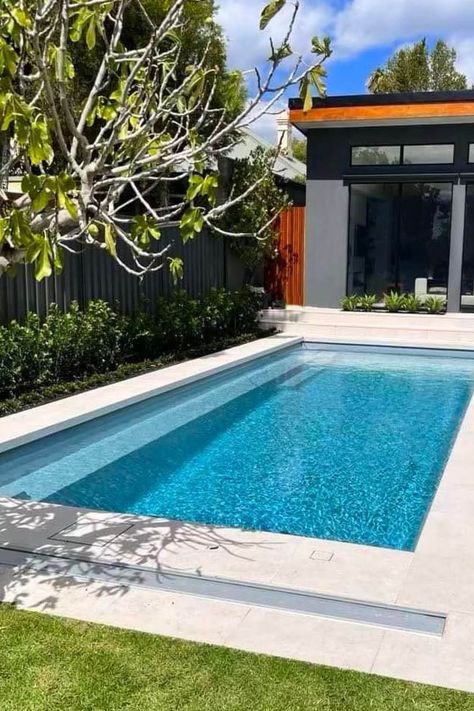 The Reflection in Silver Grey by Leisure Pools Adelaide Metro ☀️ #fibreglasspools #swimmingpools #fiberglasspools #swimmingpoolideas #poollandscaping #backyardpools #leisurepools #leisurepoolsau Pools Australia, Reflection Pool, Rectangle Pool, Leisure Pools, Fiberglass Swimming Pools, Fiberglass Pools, Inground Pool, Inground Pools, The Reflection