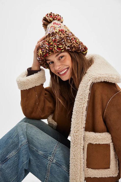 Tide Knit Pom Beanie | Free People Holiday Wishlist, Beanie Style, Slouchy Beanie, Pom Beanie, Reference Images, Boho Clothing, Chunky Knit, Hat Fashion, Boho Outfits