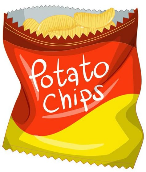 Potato Chips Drawing, Bag Of Chips Drawing, Chips Doodle, Food Cartoon Drawing, Potato Illustrations, Chips Images, Chips Cartoon, Chips Drawing, Snack Drawing