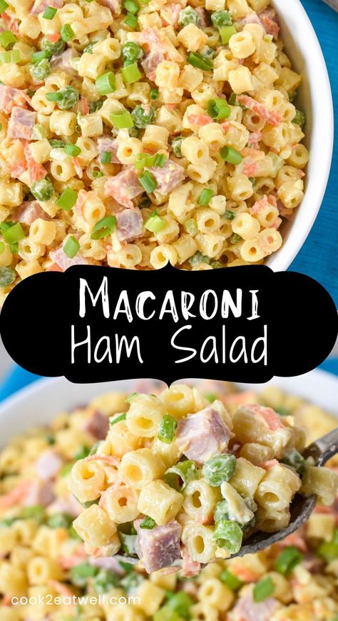 Ham Pasta Salad, Macaroni Salad With Ham, Chicken Macaroni Salad, Ham Pasta, Party Side Dishes, Easy Coleslaw, Pasta Salad With Tortellini, Ditalini Pasta, Tortellini Pasta