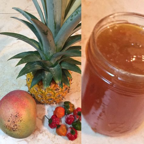 Pineapple Mango Habanero Jam Mango Habanero Jam Recipe, Mango Habanero Recipes, Mango Habanero Jam, Habanero Jelly Recipe, Habanero Pepper Jelly, Jams And Jelly Recipes, Pineapple Habanero Sauce, Habanero Jam, Five Star Recipes