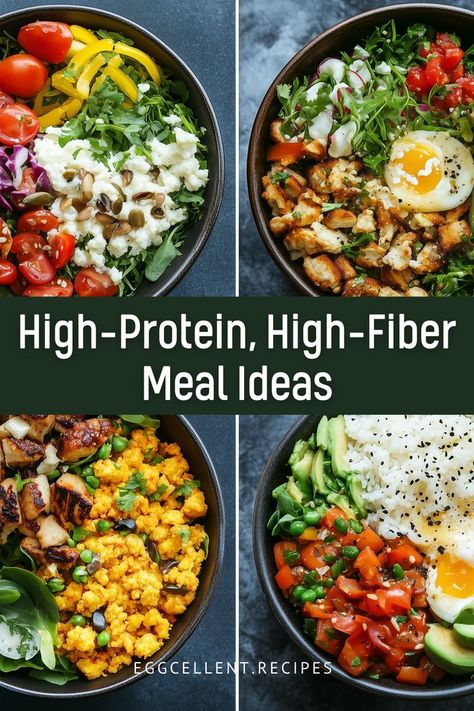 High-protein and high-fiber foods are essential for a balanced diet. Protein helps build and repair tissues, while fiber promotes digestive health and keeps you full for longer. #high protein high fiber meal prep ideas #high protein and fiber meal ideas #high protein meal ideas #high protein meal ideas easy #high protein meal ideas clean eating #high protein meal ideas for dinner #high protein meal ideas dinner #high protein meal ideas for women #high protein meal ideas lunch High Fiber Meals Dinners Easy, Protein Fiber Meals, Meal Prep Lunch Ideas Healthy Eating, Fiber Meal Prep, High Fiber Meal Prep, Meal Ideas Clean Eating, Clean Eating High Protein, High Fiber Diet Plan, Meal Ideas High Protein