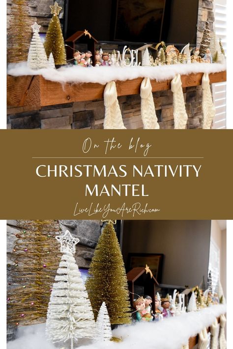 This is my Christmas Nativity Mantel for 2021. Every Christmas I like to move around my decorations and create new mantel themes. This year, I placed most of my nativities on this Christmas Nativity Mantel. Mantel Nativity Scene Display, Nativity Scene Mantle Display, Nativity Mantle Decor, Nativity Scene On Mantle, Nativity On Mantle, White Nativity Scene Display, Nativity Mantel Ideas, Nativity Decorations Christmas, Nativity Scene Display Indoor Ideas