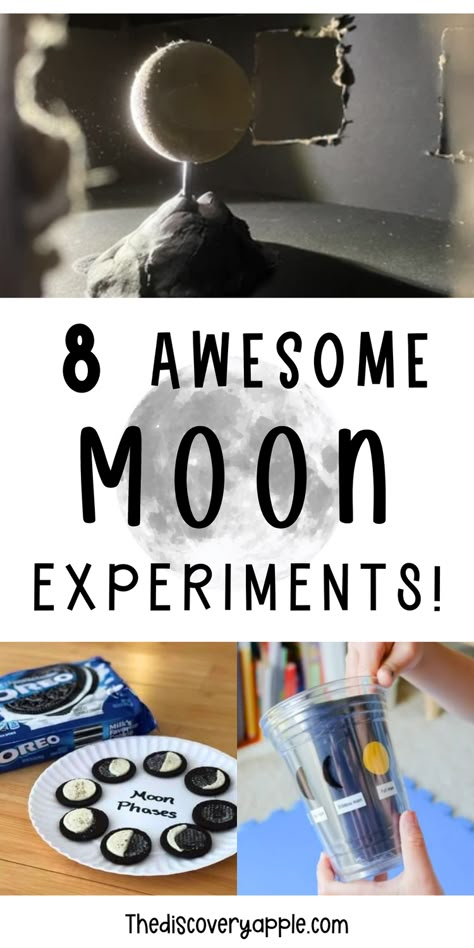 Blast off into lunar fun with 8 awesome kid experiments! All kinds of Moon Phase projects, it's hands-on learning that's out of this world! Check out extra stuff for more space adventures! 🚀🌕 #MoonExperiments #KidsScience #STEMfun"