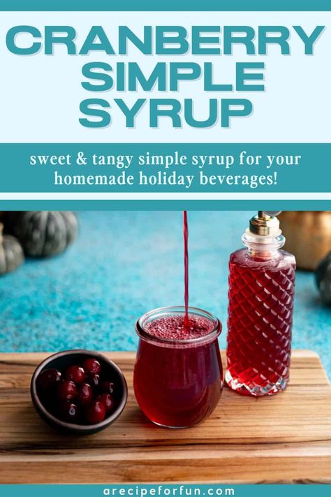 This cranberry simple syrup is tart, sweet, and perfect for sipping all holiday season long! Cranberry Syrup Recipe, Syrup For Drinks, Cranberry Simple Syrup, Simple Syrup Recipe, Simple Syrup Cocktails, Cinnamon Simple Syrup, Holiday Beverages, Cranberry Cinnamon, Canned Cranberries