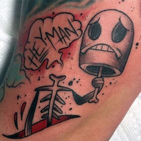 Trashy Tattoos, Spongebob Tattoo, Tattoo Filler, Cartoon Character Tattoos, Theme Tattoo, Creepy Tattoos, Geniale Tattoos, Tattoo Designs For Men, Incredible Tattoos