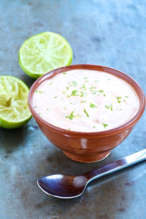 Chipotle Lime Crema — The Fountain Avenue Kitchen Chipotle Lime Crema, Lime Crema Recipe, Recipe For Chili, Crema Recipe, Southwest Recipes, Chipotle Crema, Chili Lime Chicken, Lime Crema, Salsa Recipes