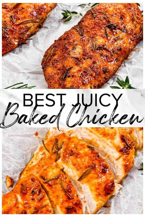 Juicy Baked Chicken Breast sprinkled with a delicious brown sugar and paprika seasoning, then baked until caramelized. It’s simple, fast, healthy and incredibly tasty! Paprika Seasoning, Juicy Baked Chicken Breast, Juicy Chicken Breast Recipes, Chicken Boneless Breast Recipes, Juicy Baked Chicken, Oven Baked Chicken Breasts, Chicken Breast Recipes Baked, Chicken Breast Fillet, Chicken Thigh Recipes Crockpot