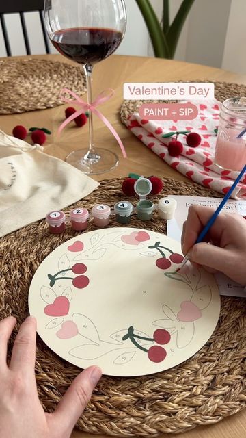 Ember Pearl Co | Jackie Wasinger on Instagram: "Ending the week with a little paint + sip for one 🍷🎨💋 The perfect way to spend a cold, snowy day 👌🏼 ❤️❤️❤️❤️❤️ Browse our new Valentine’s Collection of modern paint by number kits using the link in bio 🎨 All kits come with all the supplies needed to complete the design of your choice! . . . . . #painting #paintwithme #paintingreels #diyreels #paintandsip #etsy #valentines #valentinesparty #diyvalentines #craftreels #diyideas #craftideas #galentines #galentinesparty" Paint And Sip Valentines Day, Galentines Paint And Sip, Galentines Paint And Sip Ideas, Galentines Paint, Etsy Valentines, Girls Night Crafts, Sip N Paint, Galentines Party, Paint Night