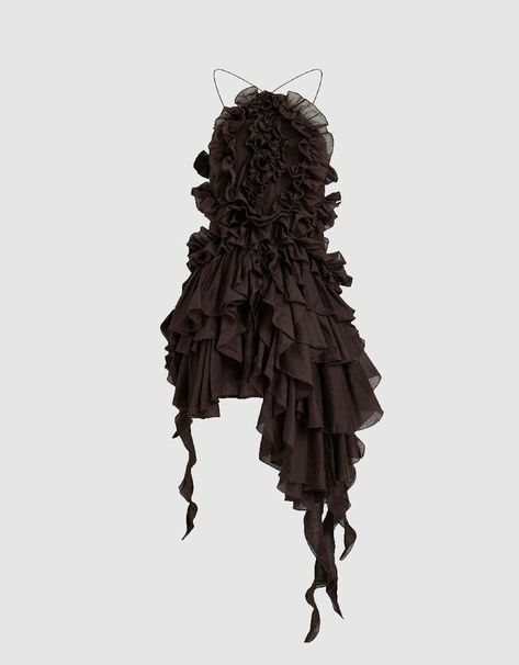 Brown Cocktail Dress, Brown Cocktail, Dolce E Gabbana, Stage Outfits, Ruffle Dress, Chocolate Brown, Pretty Dresses, Clothing Items, Fashion Inspo Outfits