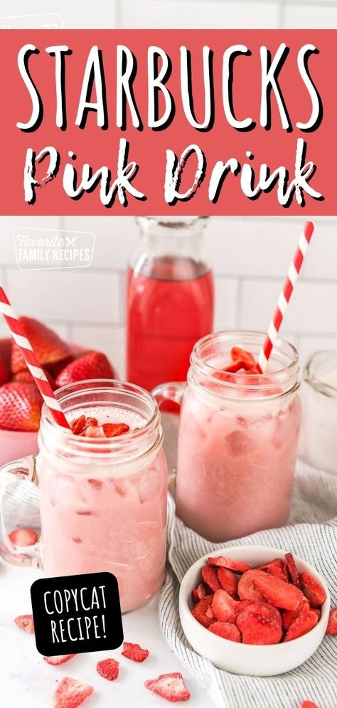 Whip up a deliciously fruity Starbucks Pink Drink Copycat Recipe at home and recreate all that refreshing magic for a fraction of the cost. What started as a secret menu item and then exploded into fame, the Pink Drink is a combination of a strawberry acai base with coconut milk instead of water. Pink Drink Starbucks Recipe Easy, Starbucks Strawberry Acai Refresher With Coconut Milk, How Do You Make A Pink Drink, Pink Drink Starbucks Recipe Coconut Milk, Caribou Copycat Recipes, Starbucks Drinks Recipes Diy Homemade Pink Drink, Pink Drink Copycat Recipe, Pink Drink Recipes Starbucks, Refresher Recipes At Home