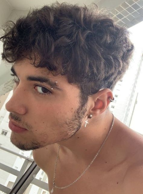 Eyebrow Piercing Men, Curly Hair Haircuts, Curly Men, Piercing Men, Men Curly Hair, Male Haircuts Curly, Male Haircuts, Haircuts Curly, Men Haircut Curly Hair