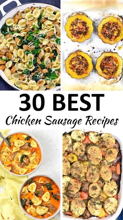 30+ BEST Chicken Sausage Recipes (Healthy and Delicious!) Chicken Sausage Meals Healthy, Chicken Sausage Sandwich Recipes, Dinner Recipes With Chicken Sausage, Dinner Recipes Chicken Sausage, Recipe With Chicken Sausage, Chicken Sausage Dinner Recipes, Easy Chicken Sausage Recipes, Chicken Sausage Recipes For Dinner, Chicken Sausage Meal Prep