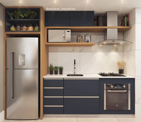 Tiny Kitchen Design, Small Apartment Kitchen, Kabinet Dapur, Kitchen Decor Apartment, Small Kitchen Decor, 아파트 인테리어, Kitchen Room Design, Kitchen Furniture Design, Kitchen Inspiration Design