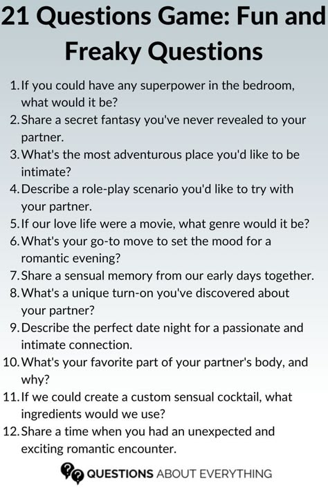 A list of questions for the 21 Questions Game Question Game To Play With Your Crush, Wild Questions To Ask, Couple Games To Play Over Text, Games To Play With Your Crush, Question Game Texting Flirty, Juicy 21 Questions, Risky Questions To Ask, Game To Play Over Text, Have You Ever Questions For Adults