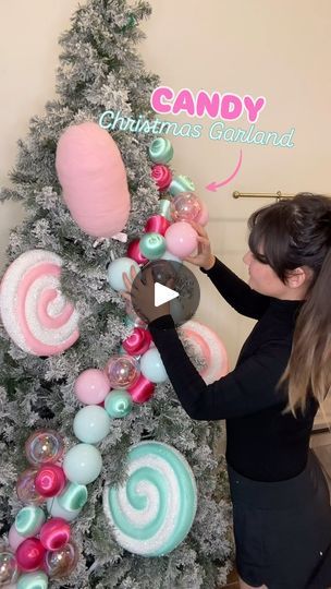 10K views · 1.8K reactions | 🩵🍭who else loves an easy, budget-friendly and VERSATILE ball garland? 🙋🏻‍♀️ ME! Today we are using a variety of shatterproof ornaments from @athomestores ✨

I saw this ornament color combo while shopping today and figured we could pair it quite nicely with some Christmas candy! 

🔑 you can also just leave them in sections throughout the tree as large pops of color! 💥 

🔑 if the tops of the ornaments keep popping off, a dab of hot glue will do you wonders!

🔑 I prefer threaded floral wire. Easier to tie and not as slippery! 

How would you use this ball garland in your own Christmas decor? Let me know! I want to hear about your Christmas 2024 decorative theme!!! 🎄✨😎🩷 | Wreaths By Waldo Christmas Tree Candy Theme, Sweets Christmas Tree Theme, Candy Land Christmas Tree Ideas, Candyland Christmas Decorations Diy, Candy Christmas Decorations Diy, Candyland Room, Candy Land Tree, Christmas Candy Land Theme, Candy Themed Christmas Tree