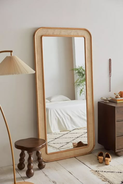 New Home + Apartment Essentials | Urban Outfitters Mirrors Urban Outfitters, Cane Furniture, Dekorasi Kamar Tidur, Boho Interiors, Apartment Essentials, Bathroom Mirrors, Rattan Furniture, My New Room, 인테리어 디자인