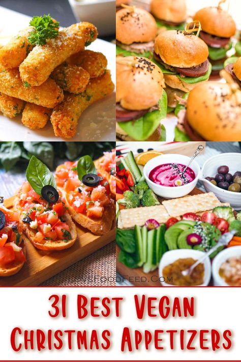 Vegan Christmas Appetizers Winter Vegan Appetizers, Vegan Christmas Sandwich, Savory Party Snacks Finger Foods, Vegan Christmas Finger Food, Vegan Christmas Starters, Vegan Christmas Appetizers Party, Vegetarian Christmas Dishes, Vegan Nye Appetizers, Make Ahead Vegan Appetizers