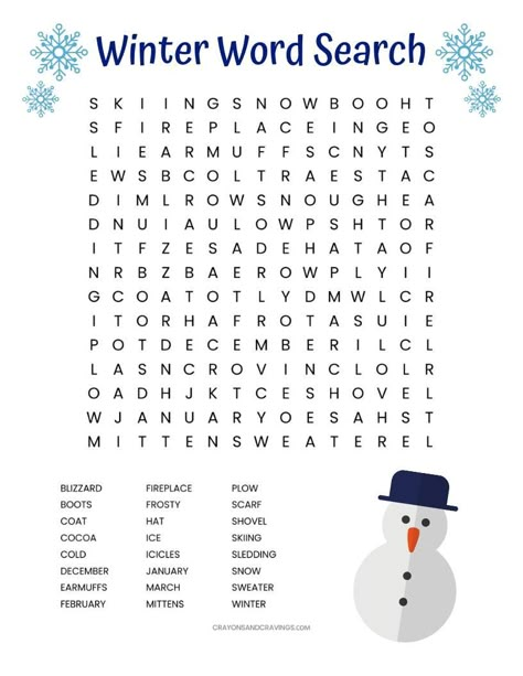 Winter Word Search Printable | Keep your little ones occupied on a snowy day with this printable word search puzzle! Worksheets For Second Grade, Winter Word Search, Winter Worksheets, Christmas Word Search, Winter Words, Christmas Worksheets, Winter Activities For Kids, Word Search Puzzles, Winter Crafts For Kids