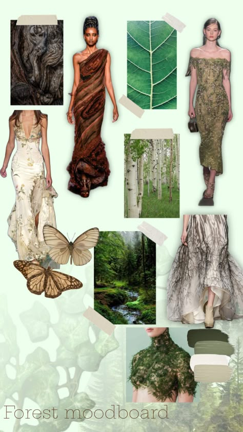 #forest #forestmoodboard Fashion Mood Board Ideas, Earthy Mood Board, Forest Mood Board, Forest Moodboard, Mood Board Fashion Inspiration, Uni Fashion, Forest Fashion, Fashion Designing Course, Tree Collage