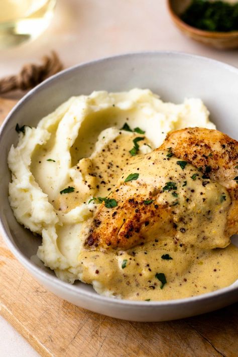 Creamy Dijon Sauce, Creamy Dijon, Dijon Sauce, With Mashed Potatoes, Chicken Dishes Recipes, Poultry Recipes, Cream Sauce, Nom Nom Nom, Chicken Dinner Recipes