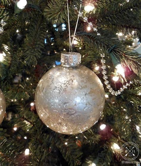 I love mercury glass ornaments, but I don’t love the price tag on the real ones! That’s when I decided to try making some faux ones so I could cover my tree with them without breaking the bank!
 
 Make these mercury glass Christmas ornaments with this recommended spray paint  that Amazon reviewers swear by! Here’s what you need for this project:  Darice 12-Piece Heavy Duty Glass Balls Clear Glass, 70mm  Rust-Oleum Specialty Mirror Effect Spray  Rust-Oleum 210849 Hammered Metal Finish S… Mercury Glass Diy, Easy Christmas Ornaments, Mercury Glass Christmas Ornaments, Mercury Glass Christmas, Weekend Crafts, Mercury Glass Ornaments, Ornaments To Make, Glass Diy, Ornament Tutorial