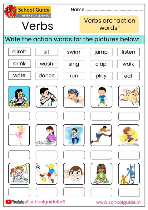 Verbs Worksheets Verbs For Grade 1, Verb Worksheets For Grade 1, Verbs Activities For Kids, Verbs Worksheet For Grade 1, Action Verbs For Kids, Action Words Worksheet, Action Verbs Activities, Verb Lesson, Action Verbs Worksheet