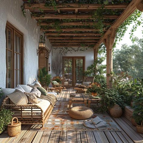 10+ Simple Yet Stunning Veranda Design Ideas for a Cozy Retreat • 333k+ Inspiring Lifestyle Ideas Modern Veranda Ideas Outdoor, Outdoor Hacienda Patio, Covered Veranda Ideas, Outdoor Veranda Ideas, Veranda Decor Ideas, Spanish Outdoor Patio, Natural Fence Ideas, Veranda Inspiration, Garden Veranda Ideas