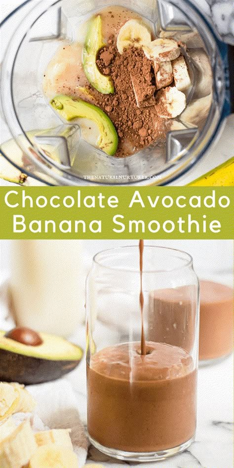 Homemade Smoothies Recipes, Avocado Banana Smoothie, Chocolate Avocado Smoothie, Chocolate Smoothie Recipes, Avocado Smoothie Recipe, Chocolate Banana Smoothie, Homemade Smoothies, Chocolate Avocado, Banana Smoothie Recipe