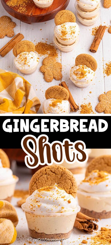 Gingerbread Shots Holiday Pudding Shots, Rum Chata Pudding Shots, Christmas Pudding Shots, Holiday Pudding, Chocolate Pudding Shots, Christmas Lights Diy, Cookie Pudding, Jello Pudding Shots, Rum Chata