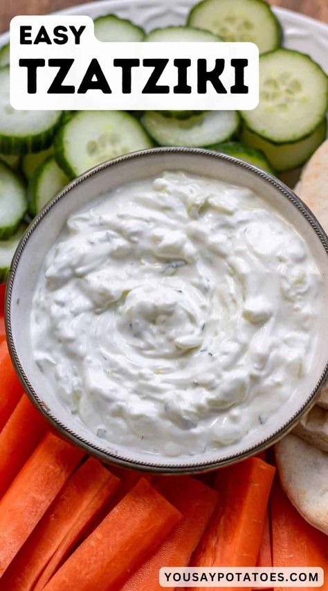 This authentic Greek Tzatziki sauce recipe is refreshing and tangy, with simple ingredients including yogurt, cucumber, garlic. Greek Taziki Recipe, Tsiki Sauce Recipe, Healthy Tzatziki Sauce Greek Yogurt, Tsiki Sauce Recipe Greek, Tsaziki Recipe Easy, Tzaki Sauce Recipe Greek Yogurt, Tsatsiki Recipe Greek Yogurt, Tziki Sauce Recipe Greek Yogurt Easy, Easy Taziki Sauce