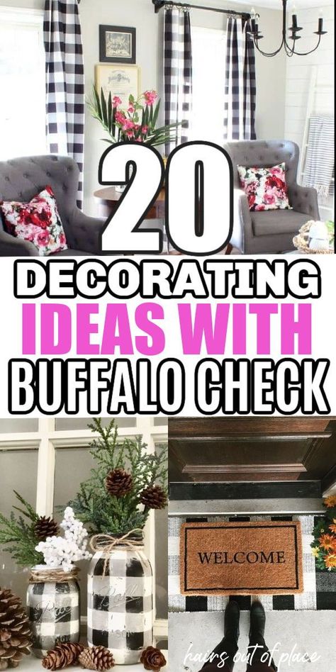 Here are 20+ easy and trending decorating ideas with buffalo check that you need in your home. What I love about this style is it’s perfect for both the holidays like Christmas and it’s a fun and crisp way to decorate your home in spring and summer! Buffalo Check Winter Decor, Flannel Decor, Buffalo Check Bedroom, Buffalo Check Decor, Decor Ideas For Christmas, Buffalo Plaid Decor, Buffalo Check Christmas, Plaid Decor, Bedroom Style