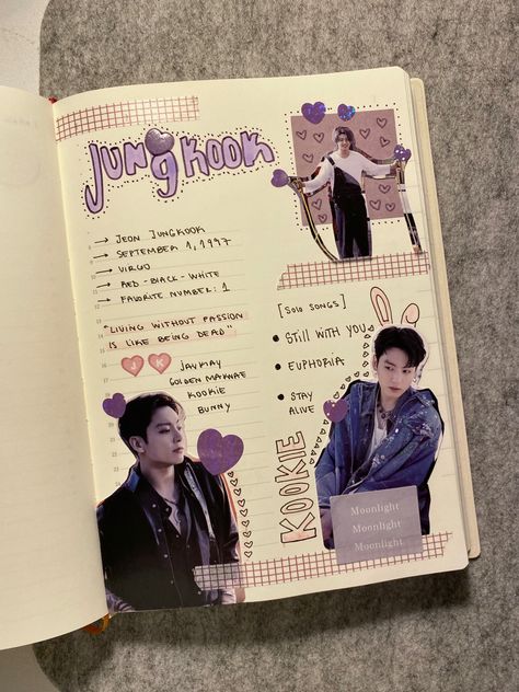 Jungkook Seven Journal, Jungkook Scrapbook Ideas, Jungkook Diary Ideas, Bts Journal Ideas Without Pictures, Bts Book Ideas, Jungkook Journal Ideas, Bts Journal Ideas Aesthetic, Bts Scrapbook Ideas, Bts Diary Ideas