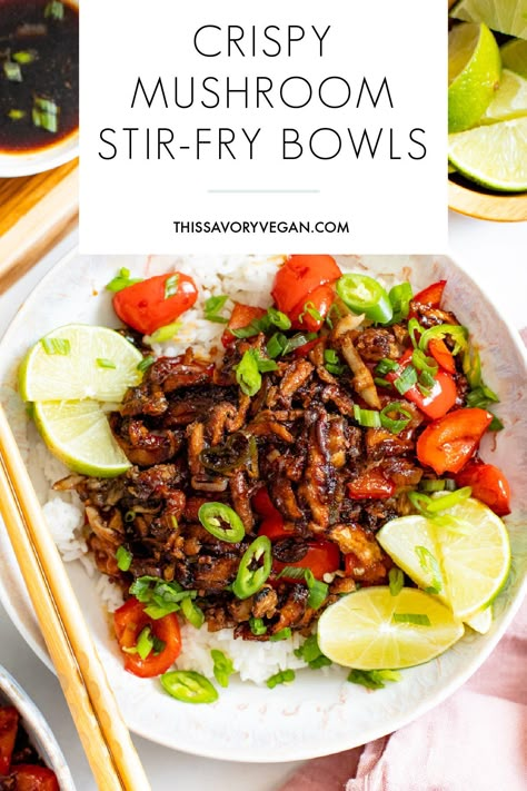 21 Day Fix Stir Fry, Crispy Mushrooms Recipe, Vegan Stir Fry Sauce, Resep Vegan, Bbq Cauliflower, Wild Mushroom Recipes, Vegan Stir Fry, Mushroom Stir Fry, Tofu Stir Fry