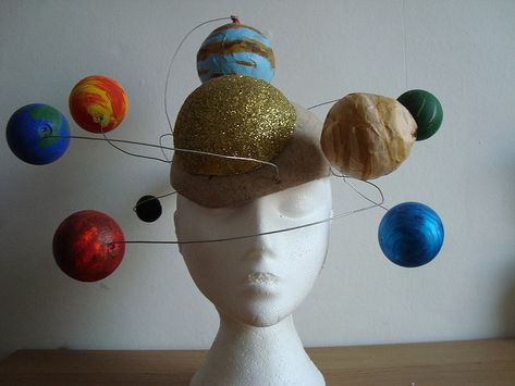 'Miss Universe' headpiece | Felt base with planets | Flickr Planet Headpiece, Solar System Headpiece, Space Headpiece, Solar System Hat, Solar System Costume, Miss Universe Costume, Universe Costume, Sun Costume, Space Hat