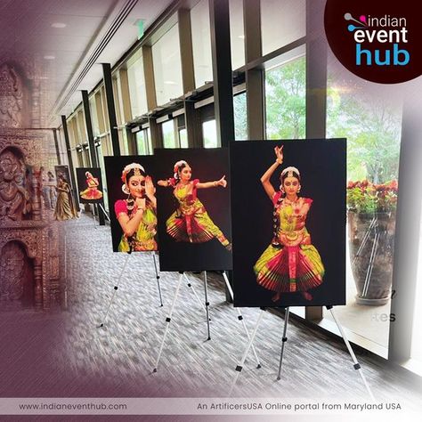 Arangetram Easel Posters/ Photo Enlargements/ Standup Banners are the most using display products for arangetram in USA. These invitations are used for Bharatanatyam, Kathak, Kuchipudi, Odissie, Vocal, Instrumental Arangetram photo enlargements which can used as a wall decor post arangetram Bharatnatyam Poses, Dance Program, Flower Garland Wedding, Stage Decor, Dance Jewelry, Flower Garland, Altar Decorations, Stage Decorations, Garland Wedding