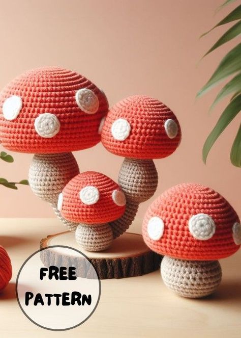 Crochet Amigurumi Mushroom, Amigurumi Mushroom Free Pattern, Free Mushroom Crochet Pattern, Free Crochet Mushroom Pattern, Mushroom Amigurumi Free Pattern, Mushroom Crochet Pattern Free, Crochet Mushroom Pattern Free, Mushrooms Crochet, Crochet Mushroom Pattern