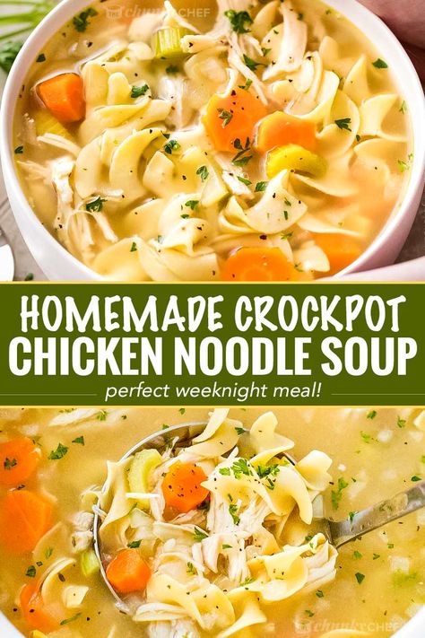 Crockpot Chicken Noodle Soup, Chicken Noodle Soup Crock Pot, Chunky Chef, Soup Vegetable, Wallpaper Food, Pot Recipes Healthy, Soup Chicken, Pot Recipes Easy, Chicken Crockpot