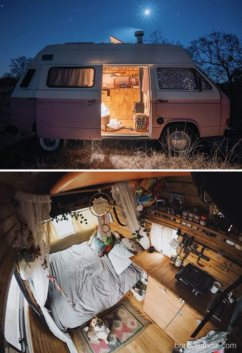 This Car Means Everything To Me And It’s Crazy How Happy I Get Putting All My Money And Effort Into This Home Vw T3 Camper, Kombi Motorhome, Bus Living, Interior Boho, Kombi Home, Conversion Van, Bus House, Combi Vw, Van Life Diy