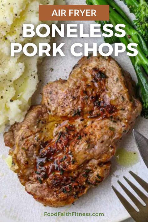 Try out this Quick & Easy Air Fryer Pork Chops recipe! With minimal prep and cook time, it's perfect for those busy days when you need a delicious meal on the table fast. The air fryer ensures that your pork chops come out perfectly juicy and tender every time, with a golden brown crust that's irresistible. Recipes With Chipotle Sauce, Center Cut Pork Chop Recipes, Pork Loin Steak Recipes, Easy Air Fryer Pork Chops, Air Fryer Boneless Pork Chops, Easy Air Fryer Meals, Air Fry Pork Chops, Pork Chops Bone In, Center Cut Pork Chops