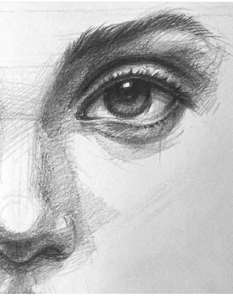 Sketching eye and Nose Beautiful Pencil Drawings, Nose Drawing, Face Sketch, Pencil Art Drawings, Realistic Drawings, Anatomy Art, Eye Art, Cool Art Drawings, A Pencil