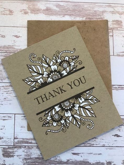 handmade thank you card from My Sweet Petunia ... kraft base with black and white ...  Gina K Designs Kristina Werner, Gina K Cards, Gina K, Handmade Thank You Cards, Gina K Designs, Vintage Stickers, Handmade Stamps, Brown Paper, Petunias