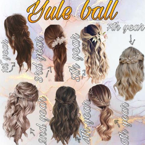 Yule Ball Hairstyles, Yule Ball Hair, Harry Potter Yule Ball, Harry Potter Wedding Theme, Yule Ball, Ball Hairstyles, Ginny Weasley, Hogwarts Houses, Wedding Plans