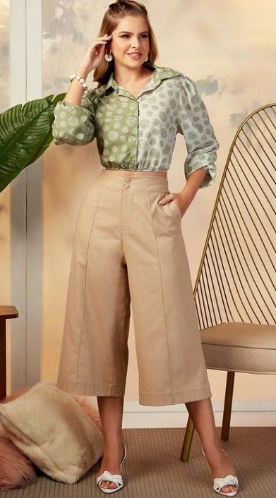 Short Palazzo Pants Outfit, Pantalon Culotte Outfits, Palazzo Outfit Casual, Pantalon Palazzo Outfits, Culottes Outfit, Palazzo Pants Outfit, Jumpsuit Plus Size, Outfits Modest, Culotte Jumpsuit