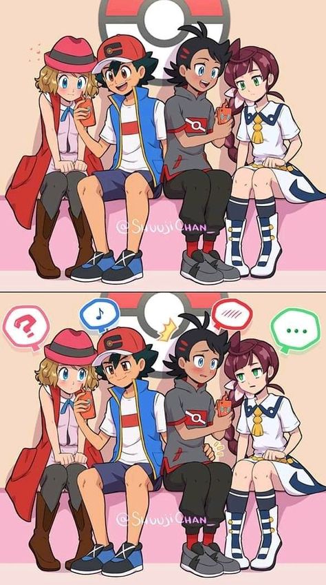 Ash X Gou, Kartu Pokemon, Pokemon Couples, Pokemon Ash And Serena, Pokemon Firered, Ash And Serena, Pokemon Alola, Pokemon Manga, Ash Pokemon