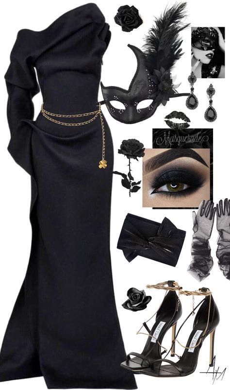 black masquerade Masquerade Ball Black Dress, Masquerade Ball Shoes, Masquarede Ball Aesthetic Outfits, Steampunk Masquerade Outfit, Black Queen Costume, Mask Party Outfit Dresses, Roaring 20s Masquerade Ball, Black Masquerade Outfit Ideas, Masquerade Outfits For Women