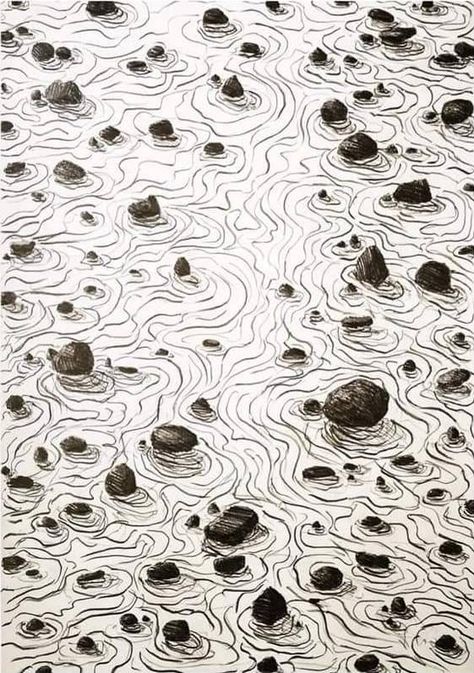 Water Drawing Reference Pencil, Water Flow Drawing, Sketch Lessons, Flow Drawing, How To Draw Water, Drawing Night, Ocean Texture, Water Texture, Water Drawing