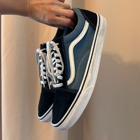 VANS | blue & black | Old skool | Men size 11 Vans Old Skool Black, Old Skool Black, Vans Blue, Vans Old Skool, Old Skool, Blue Black, Jewelry Watches, Plus Fashion, Outfit Inspo