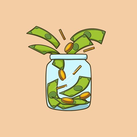 Save Money Drawing, Money Jar Illustration, Money Illustration Graphics, Save Money Illustration, Saving Money Illustration, Money Illustration Art, Savings Illustration, Money Drawing Ideas, Saving Illustration