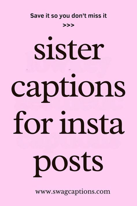 Looking for the perfect words to celebrate your sister on Instagram? Check out our top picks for "Sister Captions for Insta Posts" that will add the perfect touch to your photos! Whether you're sharing a fun memory or a heartfelt moment, these captions will help you express your sisterly bond with style. Discover captions that range from funny and playful to sweet and sentimental, and make your Insta posts unforgettable. Sisters Captions For Instagram Posts, Sweet Sister Quotes, Sister Captions For Instagram, Cute Sister Quotes, Sister Bond Quotes, Sister Captions, Family Captions, Sweet Captions, I Love You Sister